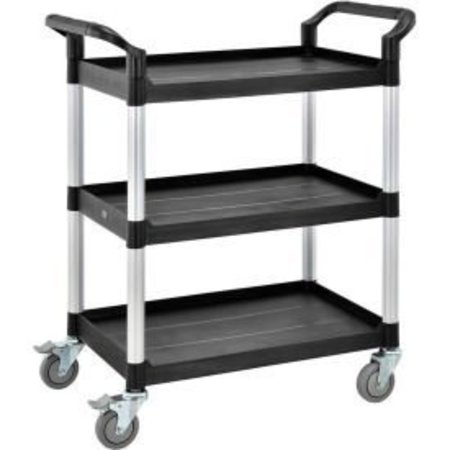 GLOBAL EQUIPMENT Global Industrial„¢ Service Cart w/3 Shelves, 550 lb. Capacity, 26"L x 17"W x 39"H, Black PUC-130